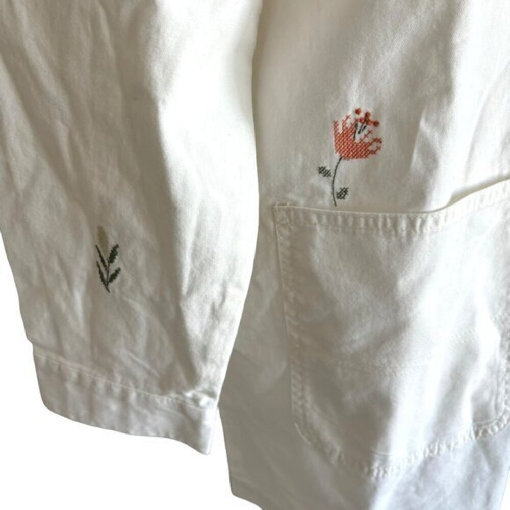 Vans Shaket Streetwear New Micro‎ Ditsy Cross Stitch Floral Embroidered Long M/L - Picture 5 of 10